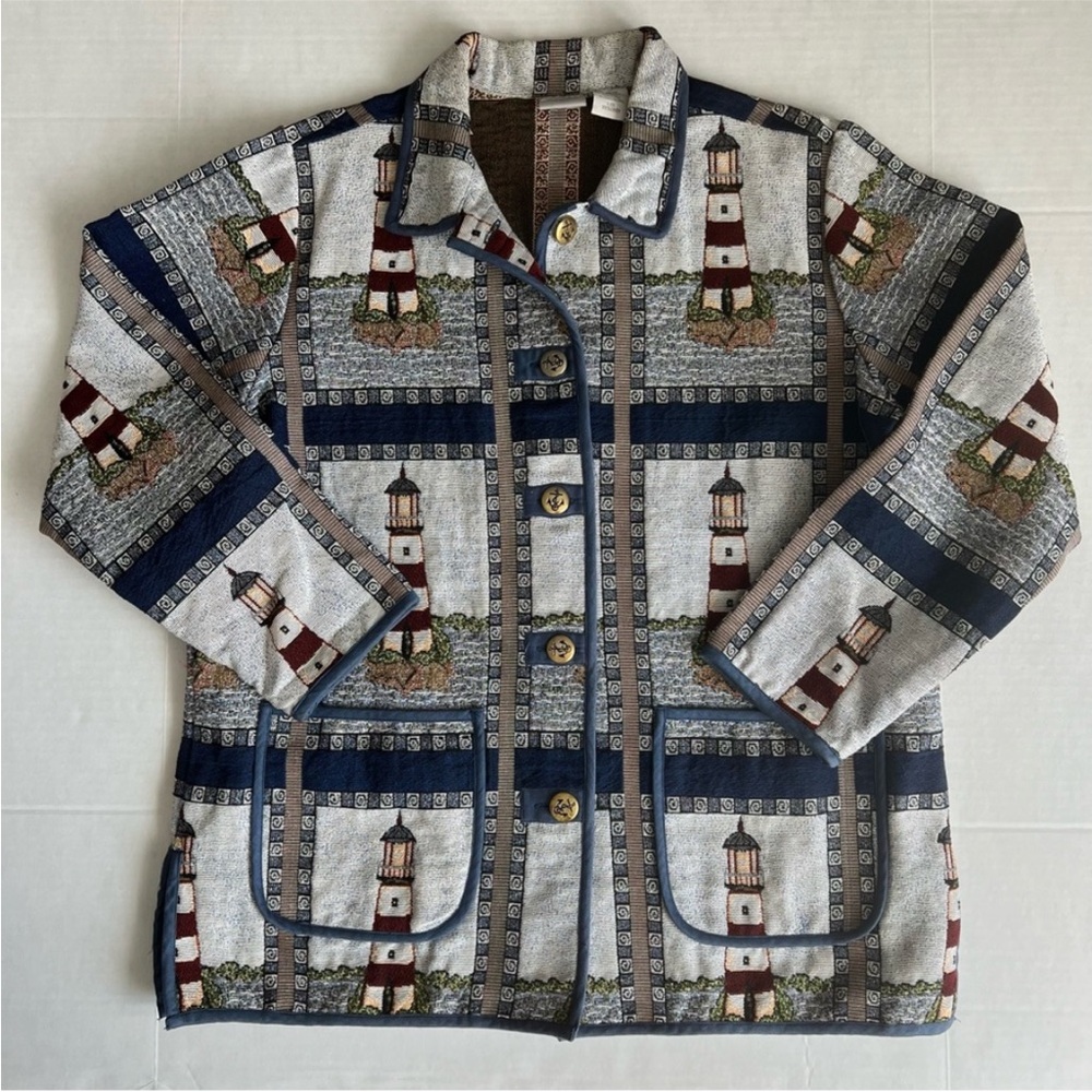 Vintage Blair Tapestry Jacket Lighthouse size Large in GREAT condition